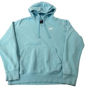 Nike Sportswear Club Fleece Hoodie‎ Light Blue Embroidered Logo Mens S Athletic